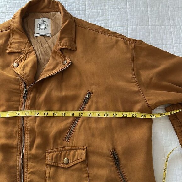 Urban Outfitters Men’s Brown Oversized Quilted Tencel Moto Jacket Size M - Picture 8 of 13